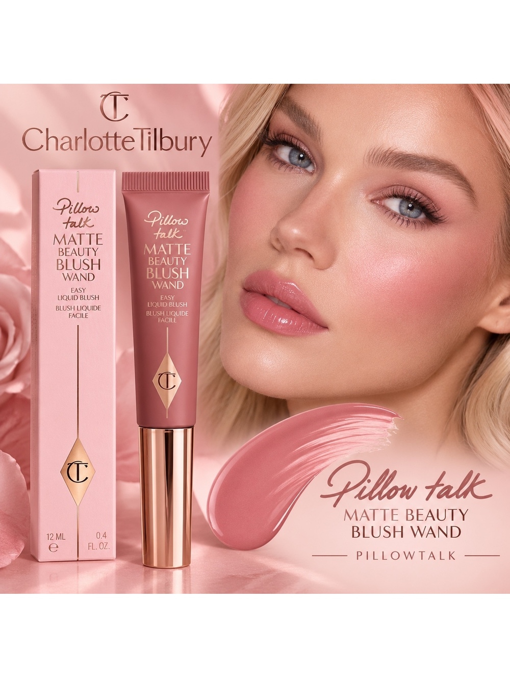 Charlotte Tilbury Pillow Talk Matte Beauty Blush Wand in Pillow Talk •New in Box